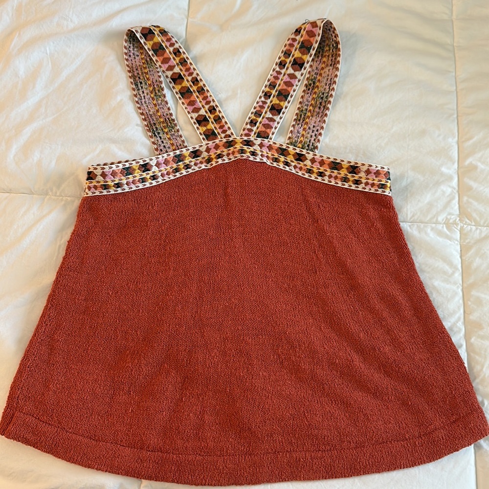 Madewell Embroidered Swing Sweater Tank. Size Medium. Burnt Orange